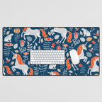 Magical Medieval Unicorn Botanical Desk Mat Gallery Image 1