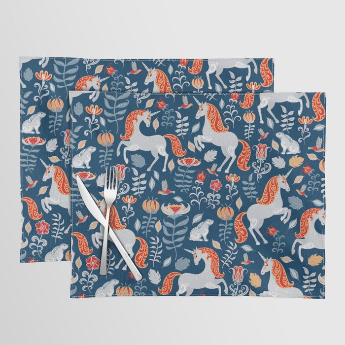 Magical Medieval Unicorn Botanical Placemat Gallery Image 1