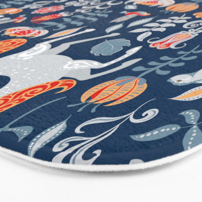 Magical Medieval Unicorn Botanical Bath Mat Gallery Image 3