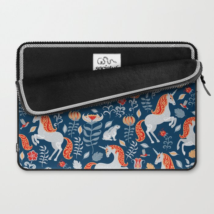 Magical Medieval Unicorn Botanical Laptop Sleeve Gallery Image 2