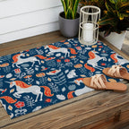 Magical Medieval Unicorn Botanical Outdoor Rug Gallery Image 2