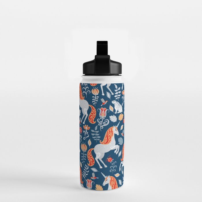 Magical Medieval Unicorn Botanical Water Bottle Gallery Image 2