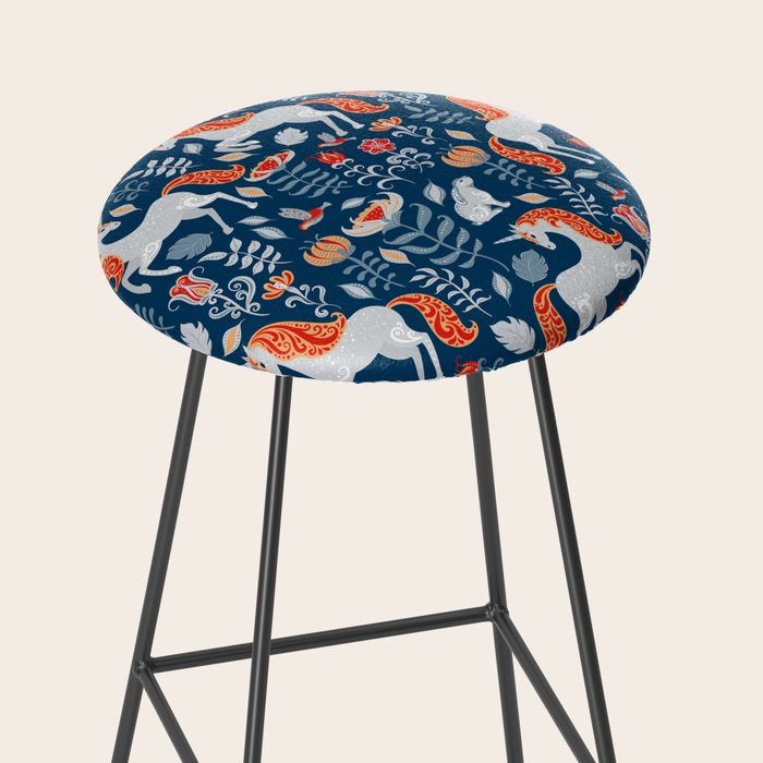 Magical Medieval Unicorn Botanical Stool Gallery Image 2