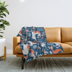 Magical Medieval Unicorn Botanical Throw Blanket Gallery Image 1