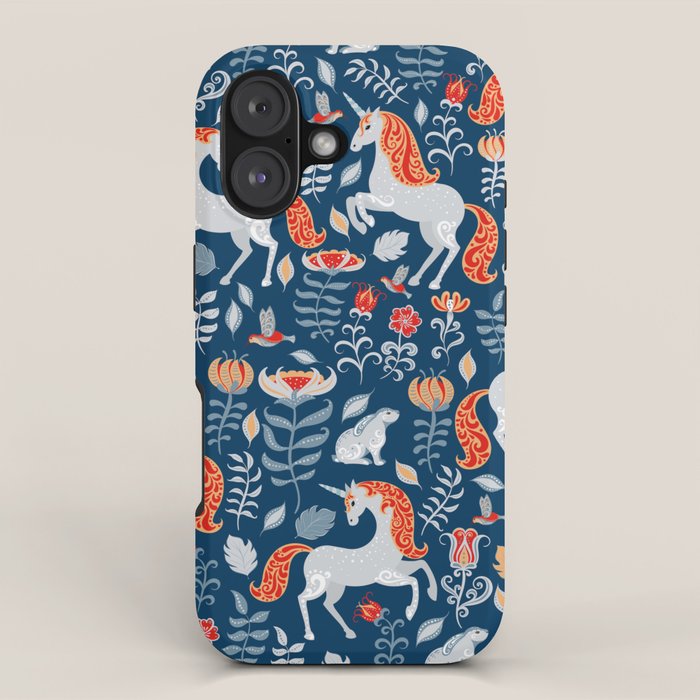 Magical Medieval Unicorn Botanical iPhone Case Gallery Image 1