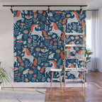 Magical Medieval Unicorn Botanical Wall Mural Gallery Image 1