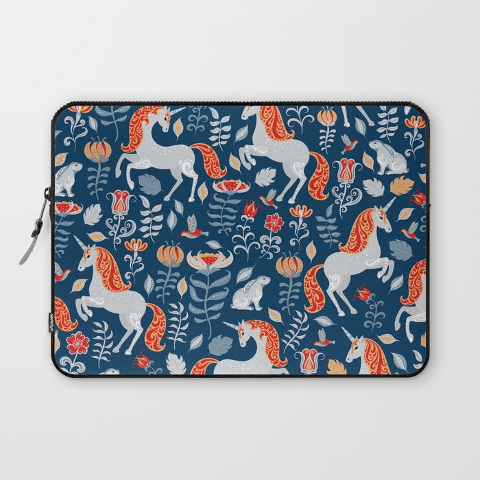 Magical Medieval Unicorn Botanical Laptop Sleeve Gallery Image 1