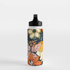 Night Forest, Colorful Dark Eclectic Floral Nature Botanical Jungle Floral Bohemian Illustration Water Bottle Gallery Image 3