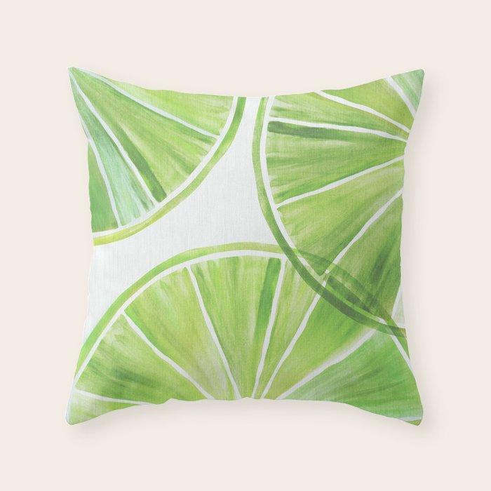 Fresh Lime Citrus Abstract Watercolor Throw Pillow Gallery Image 6