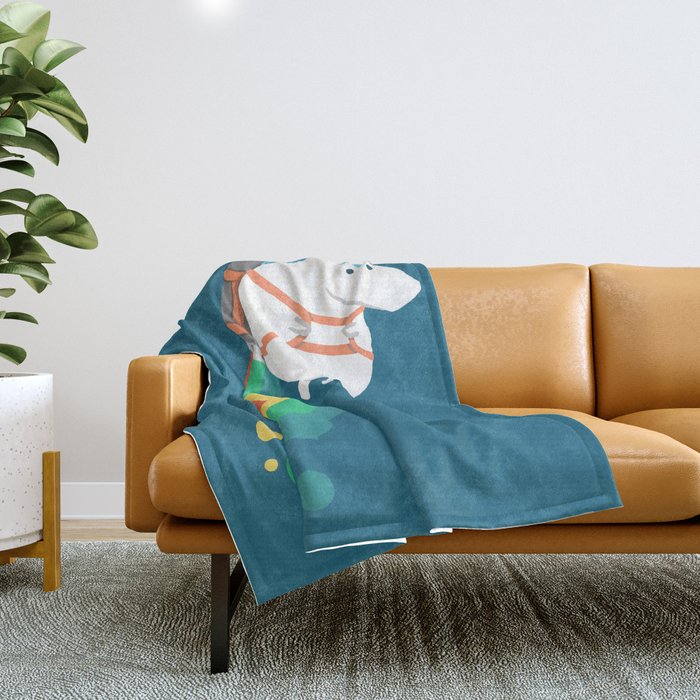 Fat Unicorn on Rainbow Jetpack Throw Blanket Gallery Image 1