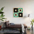 Mid Century Modern Square Dot Pattern 593 Black and Turquoise Wood Wall Art Gallery Image 2