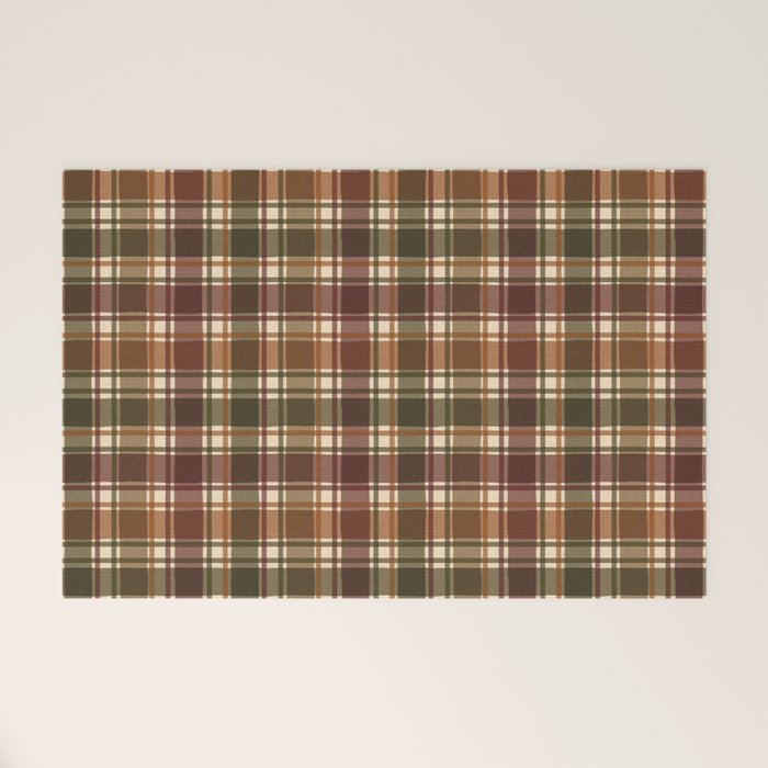 Cozy Vintage Plaid Welcome Mat Gallery Image 1