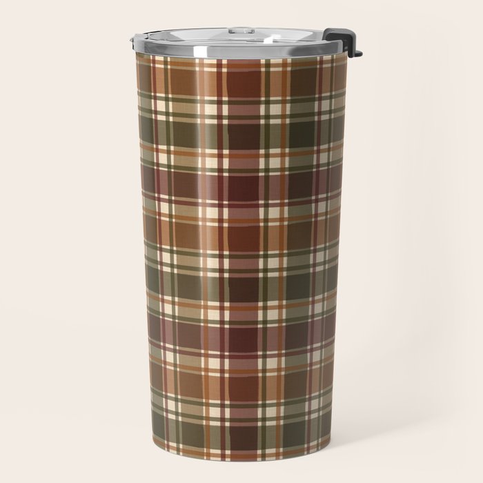 Cozy Vintage Plaid Travel Mug Gallery Image 2