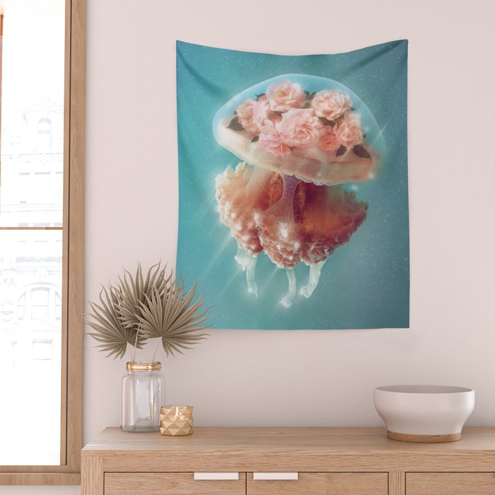 Floral Jellyfish Wall Tapestry Gallery Image 2