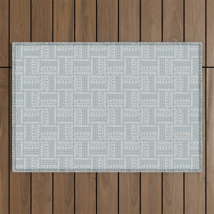Sweet Doodle Squares . Coastal Blue Outdoor Rug Gallery Image 1
