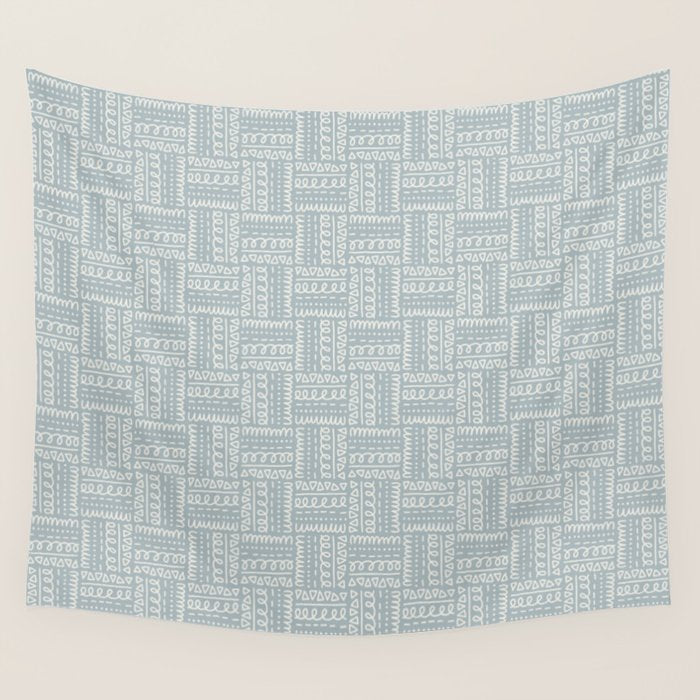 Sweet Doodle Squares . Coastal Blue Wall Tapestry Gallery Image 4