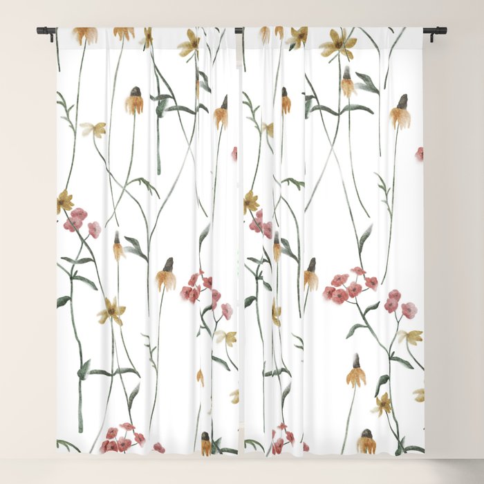 Delicate Wildflowers Floral Watercolor Window Curtain Gallery Image 1