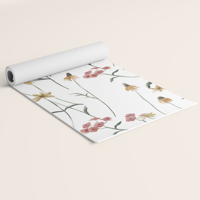 Delicate Wildflowers Floral Watercolor Yoga Mat Gallery Image 2