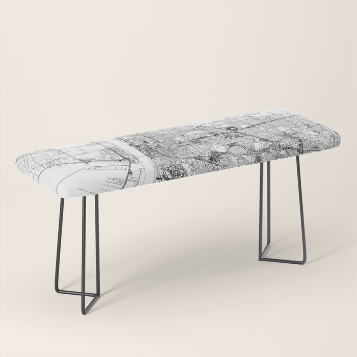Baton Rouge White Map Bench Gallery Image 1