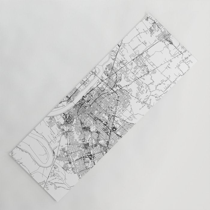Baton Rouge White Map Yoga Mat Gallery Image 1