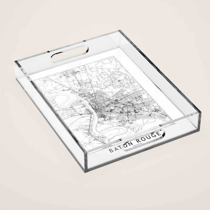 Baton Rouge White Map Acrylic Tray Gallery Image 1