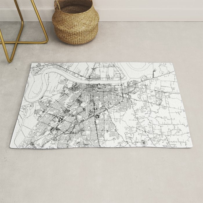 Baton Rouge White Map Rug Gallery Image 1