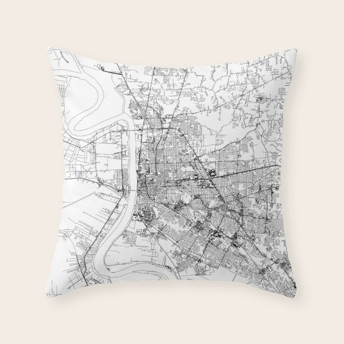 Baton Rouge White Map Throw Pillow Gallery Image 6