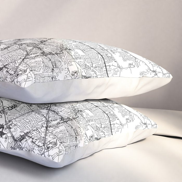 Baton Rouge White Map Pillow Sham Gallery Image 3