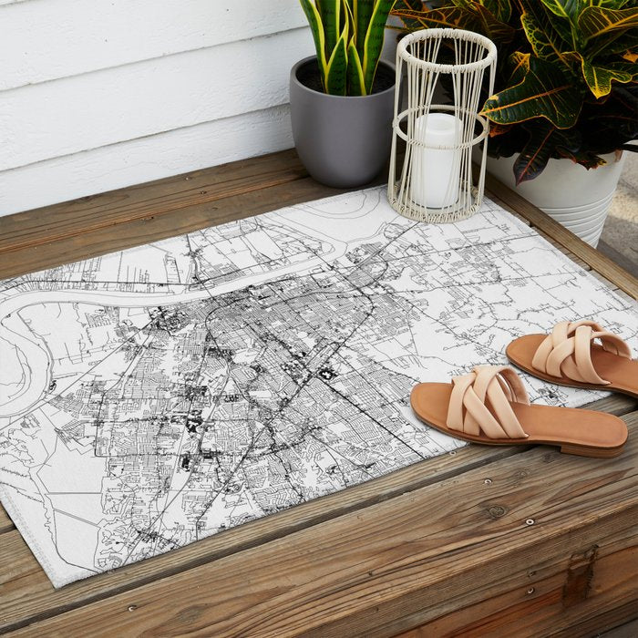 Baton Rouge White Map Outdoor Rug Gallery Image 2