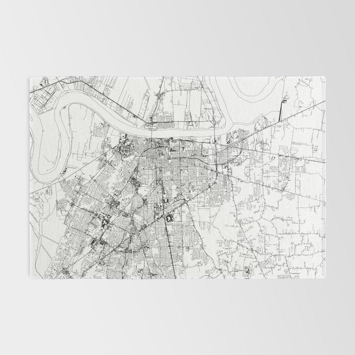 Baton Rouge White Map Rug Gallery Image 2
