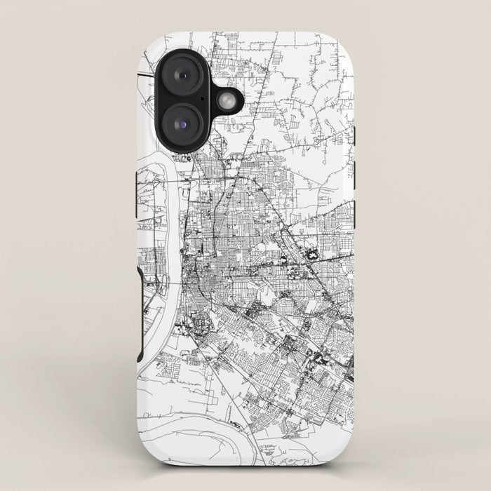 Baton Rouge White Map iPhone Case Gallery Image 1