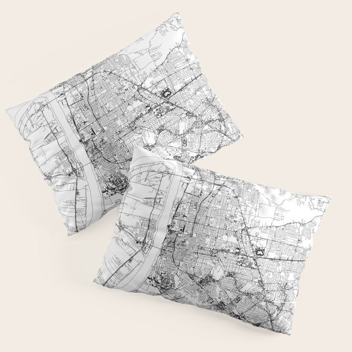 Baton Rouge White Map Pillow Sham Gallery Image 3