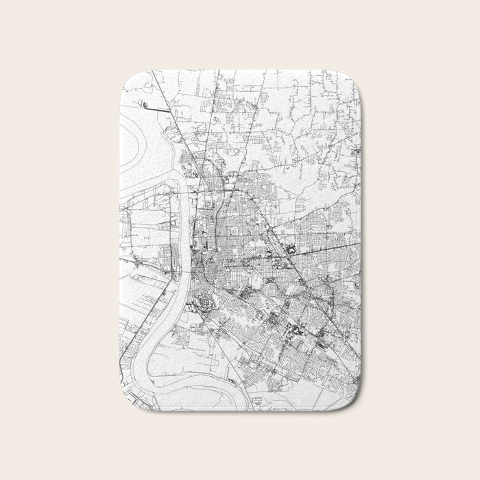 Baton Rouge White Map Bath Mat Gallery Image 1