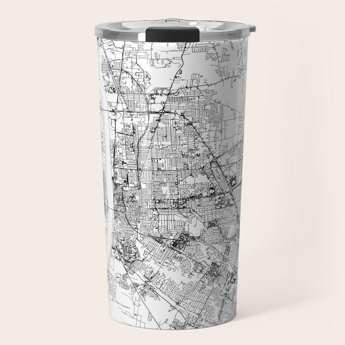 Baton Rouge White Map Travel Mug Gallery Image 1