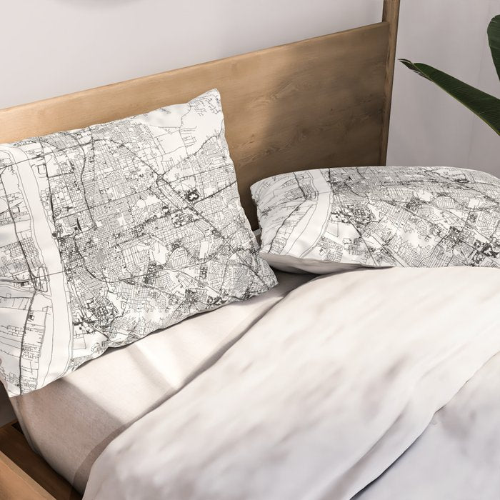 Baton Rouge White Map Pillow Sham Gallery Image 2
