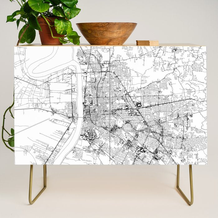 Baton Rouge White Map Credenza Gallery Image 1