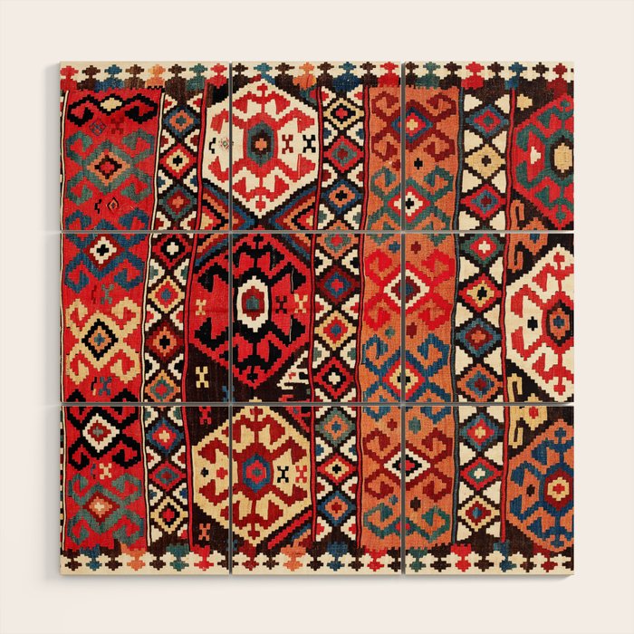 Azeri Azerbaijan South Caucasus Kilim Print Wood Wall Art Gallery Image 1