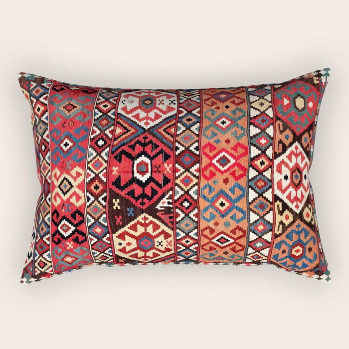 Azeri Azerbaijan South Caucasus Kilim Print Rectangular Pillow Gallery Image 2