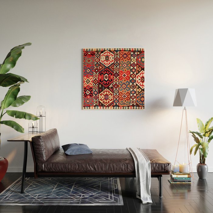 Azeri Azerbaijan South Caucasus Kilim Print Wood Wall Art Gallery Image 2