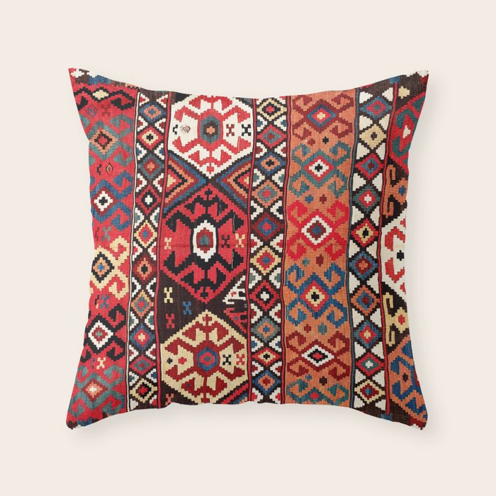 Azeri Azerbaijan South Caucasus Kilim Print Throw Pillow Gallery Image 6
