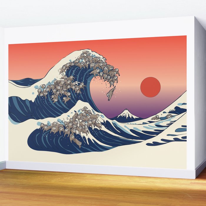 The Great Wave of Sloth Wall Mural Gallery Image 2
