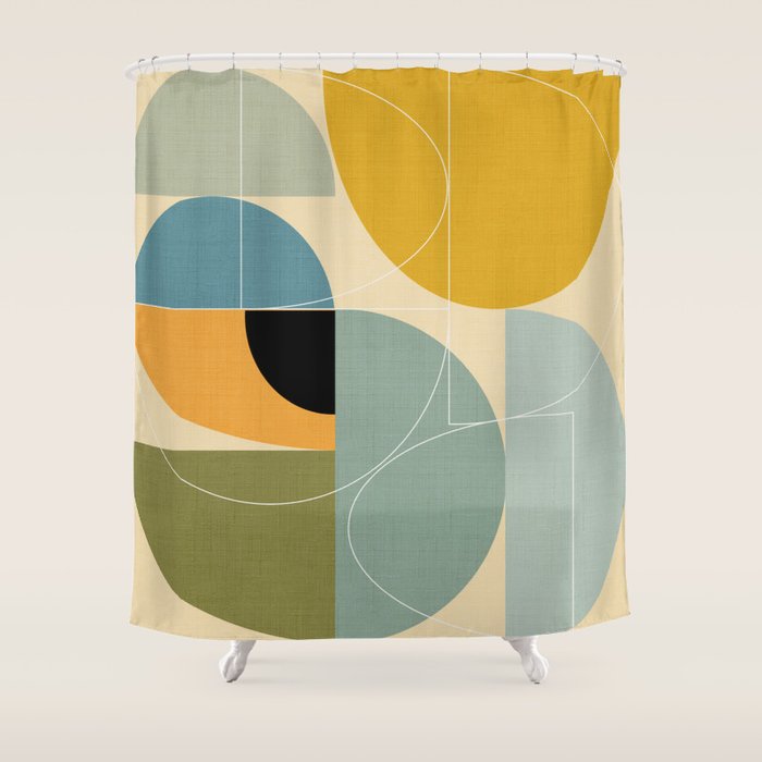 mid century modern winter 1 Shower Curtain Gallery Image 1
