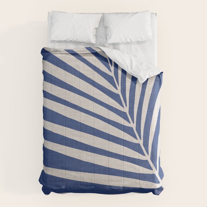 Indigo Palm Minimal Botanical Comforter Gallery Image 1