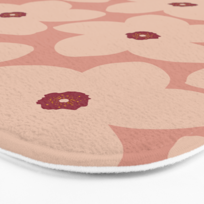 Terracotta Pink Retro Flower Bath Mat Gallery Image 3