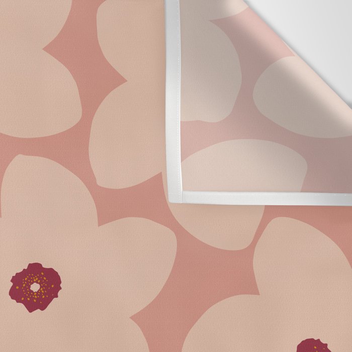Terracotta Pink Retro Flower Wall Tapestry Gallery Image 3