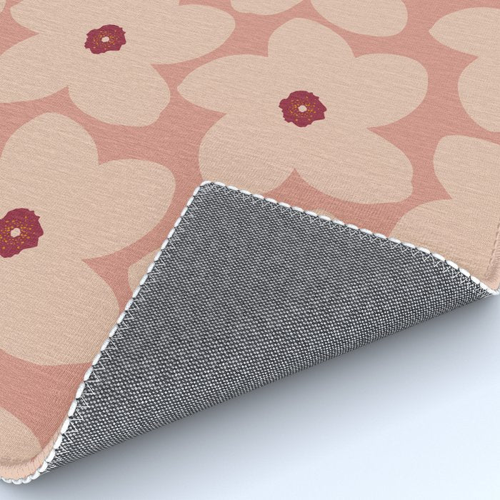 Terracotta Pink Retro Flower Rug Gallery Image 4