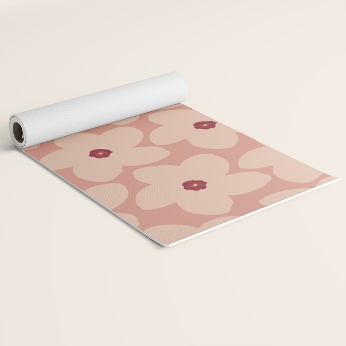 Terracotta Pink Retro Flower Yoga Mat Gallery Image 2