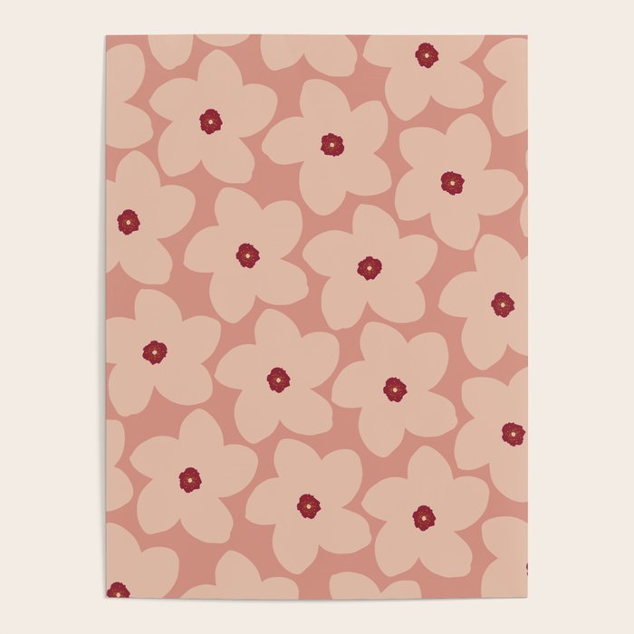 Terracotta Pink Retro Flower Poster Gallery Image 4