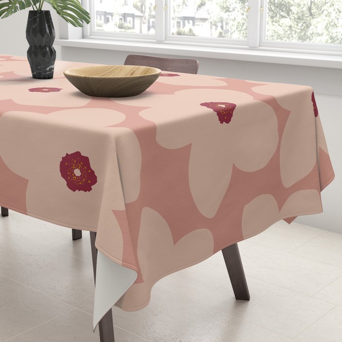 Terracotta Pink Retro Flower Tablecloth Gallery Image 3