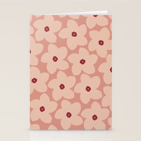 Terracotta Pink Retro Flower Stationery Card Gallery Image 1